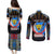 Personalized DR Congo Roots Couples Matching Puletasi and Long Sleeve Button Shirt African Map in Fingerprint and Tribal Colors