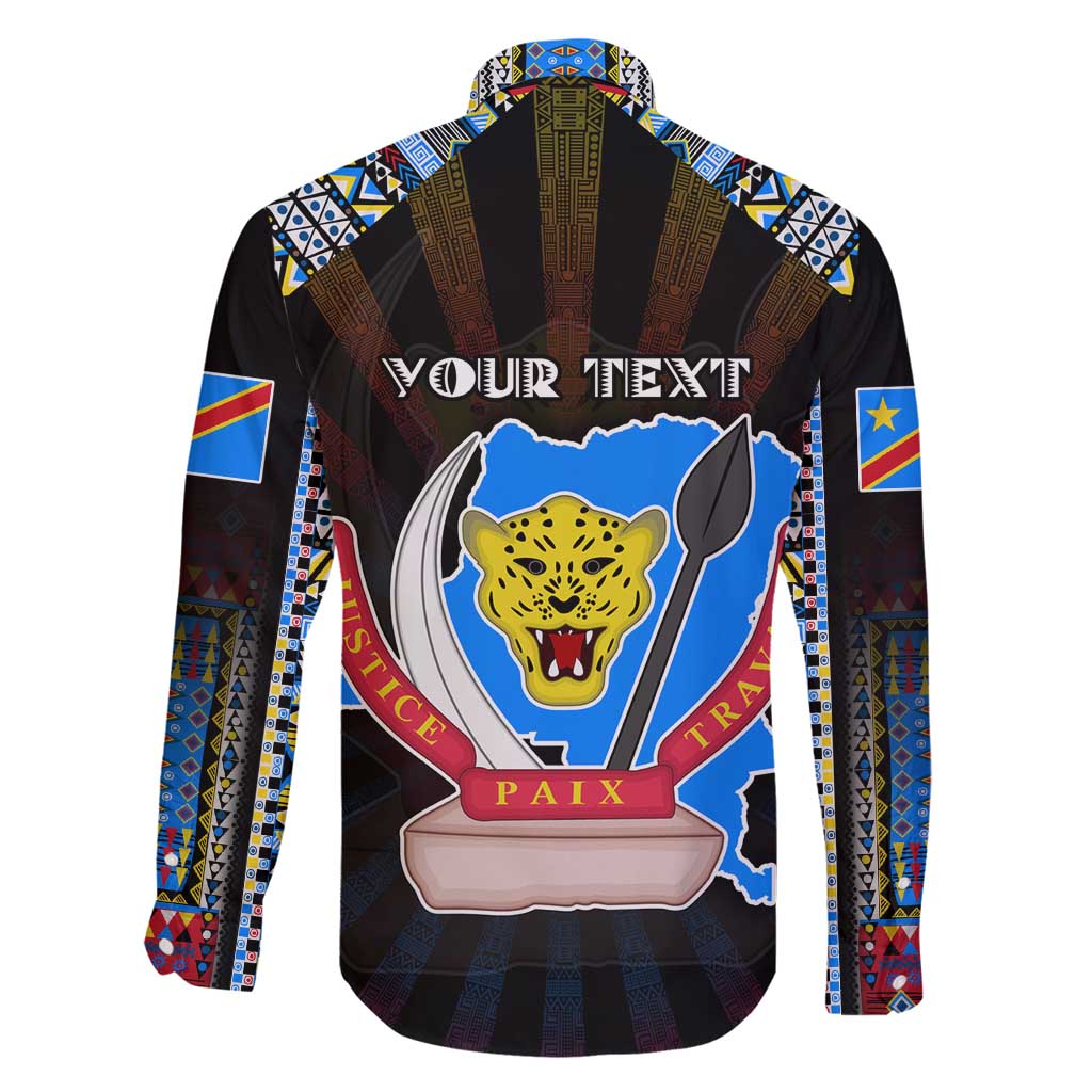 Personalized DR Congo Roots Family Matching Long Sleeve Bodycon Dress and Hawaiian Shirt African Map in Fingerprint and Tribal Colors