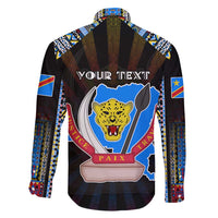 Personalized DR Congo Roots Family Matching Long Sleeve Bodycon Dress and Hawaiian Shirt African Map in Fingerprint and Tribal Colors