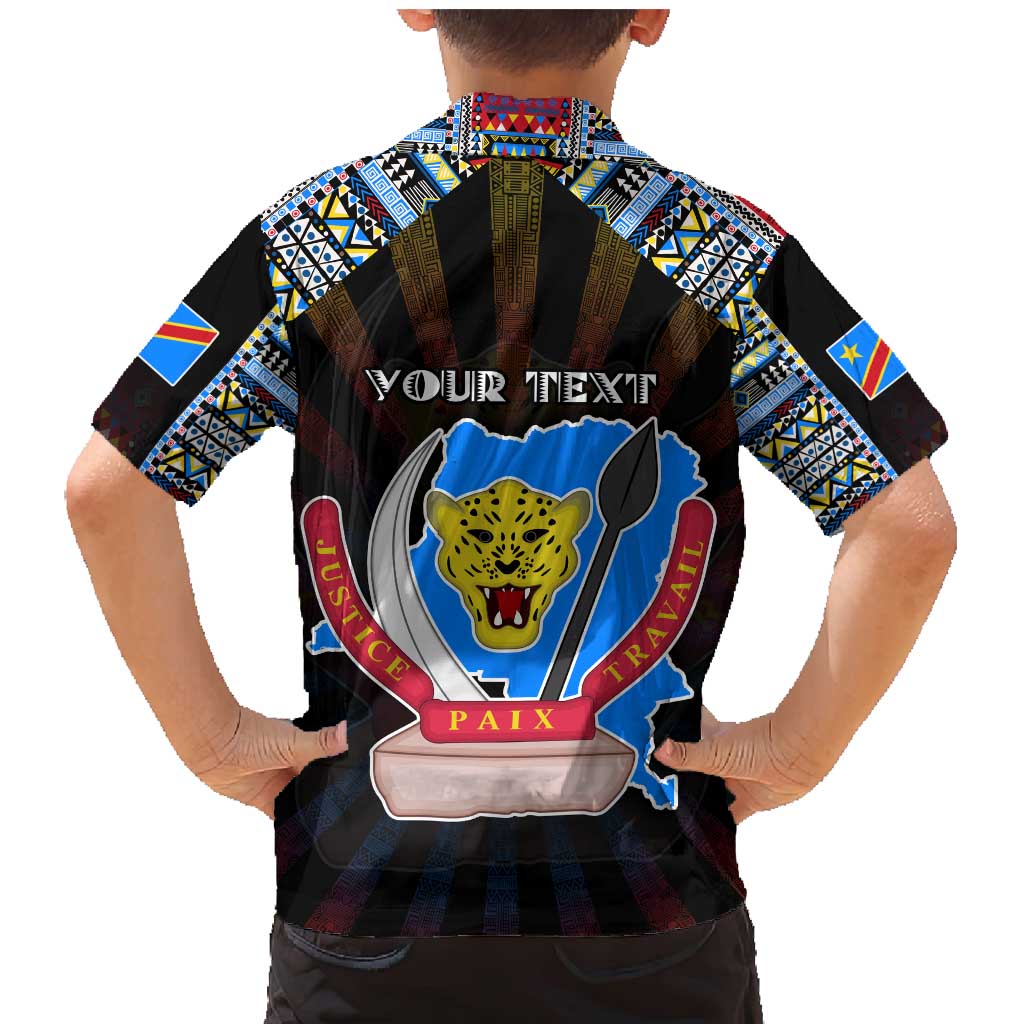 Personalized DR Congo Roots Family Matching Mermaid Dress and Hawaiian Shirt African Map in Fingerprint and Tribal Colors