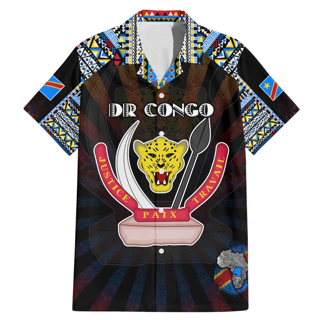 Personalized DR Congo Roots Family Matching Mermaid Dress and Hawaiian Shirt African Map in Fingerprint and Tribal Colors
