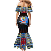 Personalized DR Congo Roots Family Matching Mermaid Dress and Hawaiian Shirt African Map in Fingerprint and Tribal Colors