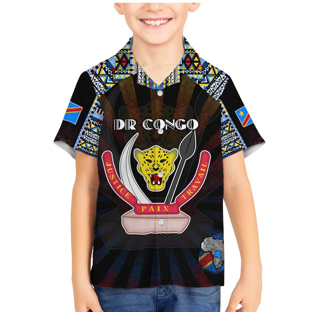 Personalized DR Congo Roots Family Matching Mermaid Dress and Hawaiian Shirt African Map in Fingerprint and Tribal Colors