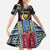 Personalized DR Congo Roots Family Matching Off The Shoulder Long Sleeve Dress and Hawaiian Shirt African Map in Fingerprint and Tribal Colors