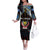 Personalized DR Congo Roots Family Matching Off The Shoulder Long Sleeve Dress and Hawaiian Shirt African Map in Fingerprint and Tribal Colors