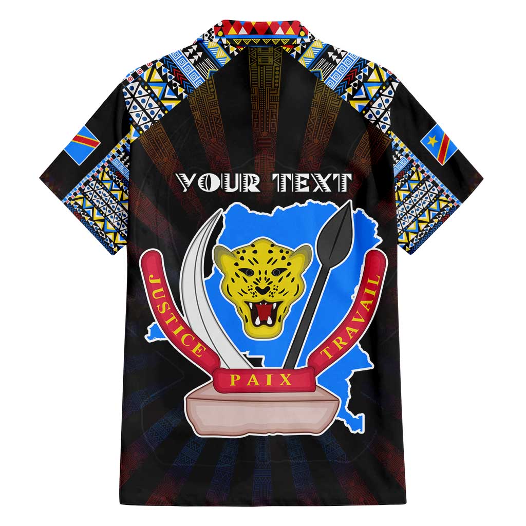Personalized DR Congo Roots Family Matching Off Shoulder Maxi Dress and Hawaiian Shirt African Map in Fingerprint and Tribal Colors