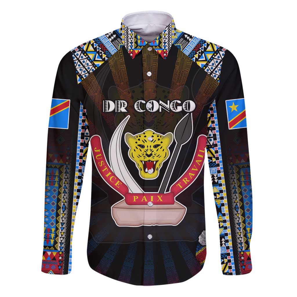 Personalized DR Congo Roots Family Matching Puletasi and Hawaiian Shirt African Map in Fingerprint and Tribal Colors