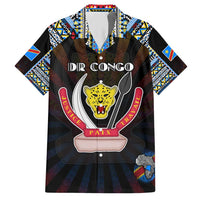 Personalized DR Congo Roots Family Matching Short Sleeve Bodycon Dress and Hawaiian Shirt African Map in Fingerprint and Tribal Colors