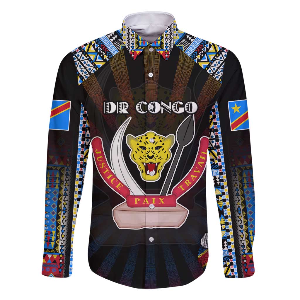 Personalized DR Congo Roots Family Matching Short Sleeve Bodycon Dress and Hawaiian Shirt African Map in Fingerprint and Tribal Colors