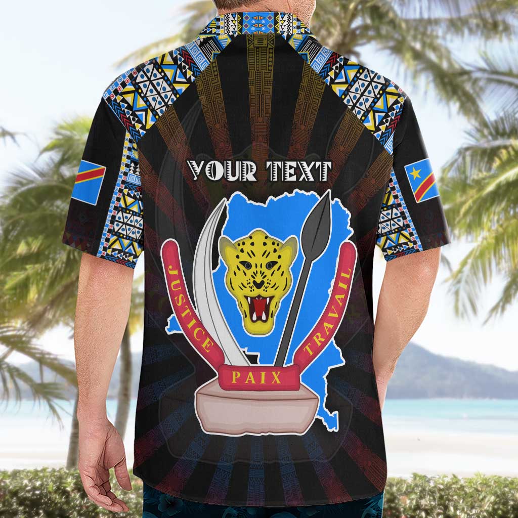 Personalized DR Congo Roots Hawaiian Shirt African Map in Fingerprint and Tribal Colors