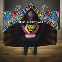 DR Congo Roots Hooded Blanket African Map in Fingerprint and Tribal Colors