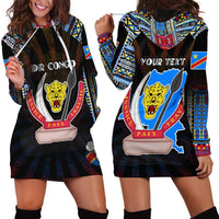Personalized DR Congo Roots Hoodie Dress African Map in Fingerprint and Tribal Colors