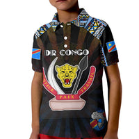 Personalized DR Congo Roots Kid Polo Shirt African Map in Fingerprint and Tribal Colors