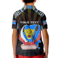 Personalized DR Congo Roots Kid Polo Shirt African Map in Fingerprint and Tribal Colors