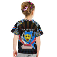 Personalized DR Congo Roots Kid T Shirt African Map in Fingerprint and Tribal Colors