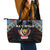 DR Congo Roots Leather Tote Bag African Map in Fingerprint and Tribal Colors