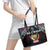 DR Congo Roots Leather Tote Bag African Map in Fingerprint and Tribal Colors