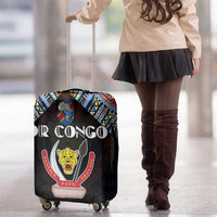 DR Congo Roots Luggage Cover African Map in Fingerprint and Tribal Colors
