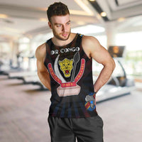 Personalized DR Congo Roots Men Tank Top African Map in Fingerprint and Tribal Colors