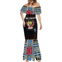 Personalized DR Congo Roots Mermaid Dress African Map in Fingerprint and Tribal Colors