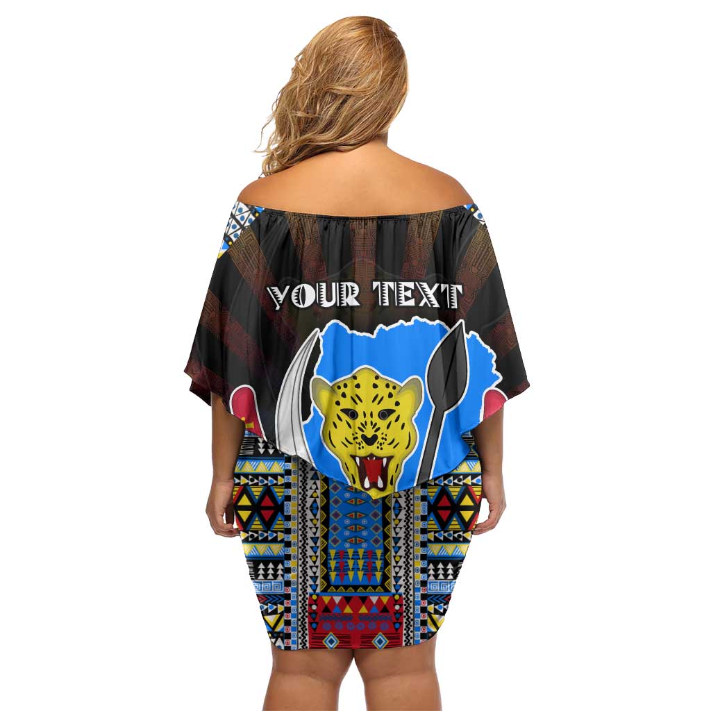 Personalized DR Congo Roots Off Shoulder Short Dress African Map in Fingerprint and Tribal Colors