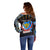 Personalized DR Congo Roots Off Shoulder Sweater African Map in Fingerprint and Tribal Colors