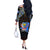 Personalized DR Congo Roots Off The Shoulder Long Sleeve Dress African Map in Fingerprint and Tribal Colors