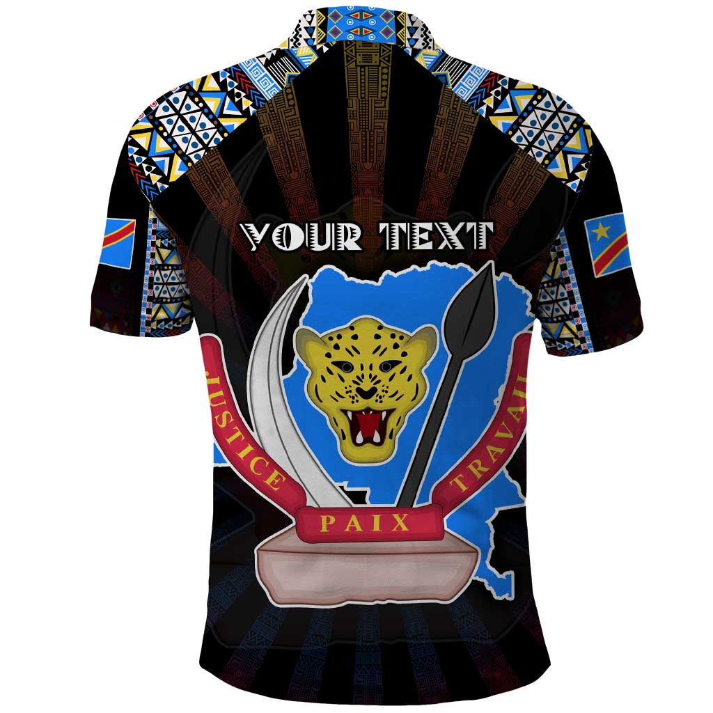 Personalized DR Congo Roots Polo Shirt African Map in Fingerprint and Tribal Colors