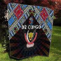 DR Congo Roots Quilt African Map in Fingerprint and Tribal Colors