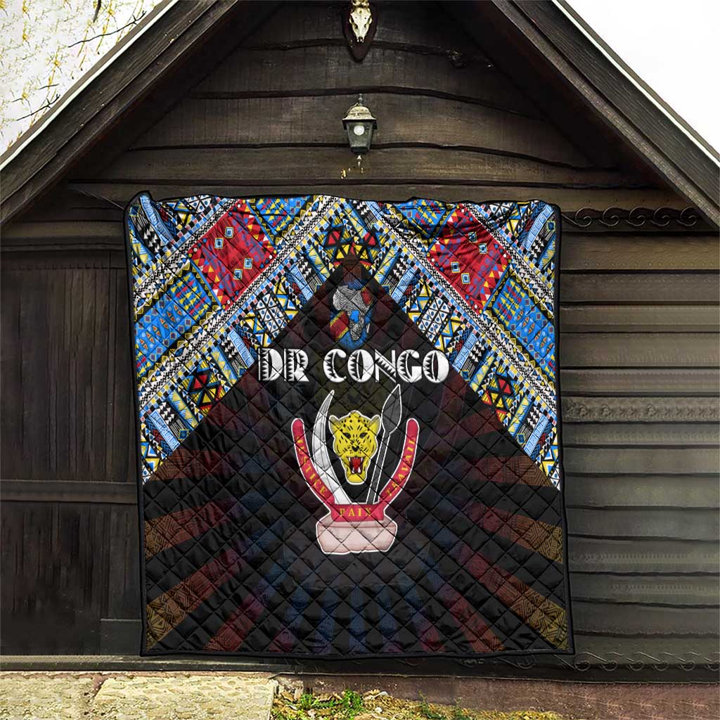 DR Congo Roots Quilt African Map in Fingerprint and Tribal Colors