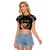Personalized DR Congo Roots Raglan Cropped T Shirt African Map in Fingerprint and Tribal Colors