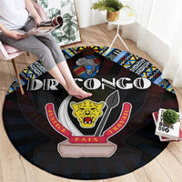 DR Congo Roots Round Carpet African Map in Fingerprint and Tribal Colors