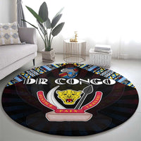 DR Congo Roots Round Carpet African Map in Fingerprint and Tribal Colors