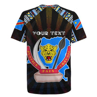 Personalized DR Congo Roots Rugby Jersey African Map in Fingerprint and Tribal Colors