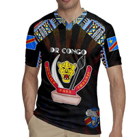 Personalized DR Congo Roots Rugby Jersey African Map in Fingerprint and Tribal Colors
