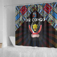 DR Congo Roots Shower Curtain African Map in Fingerprint and Tribal Colors