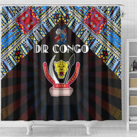 DR Congo Roots Shower Curtain African Map in Fingerprint and Tribal Colors