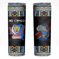 DR Congo Roots Skinny Tumbler African Map in Fingerprint and Tribal Colors