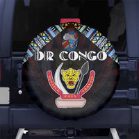 DR Congo Roots Spare Tire Cover African Map in Fingerprint and Tribal Colors