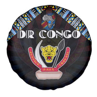 DR Congo Roots Spare Tire Cover African Map in Fingerprint and Tribal Colors
