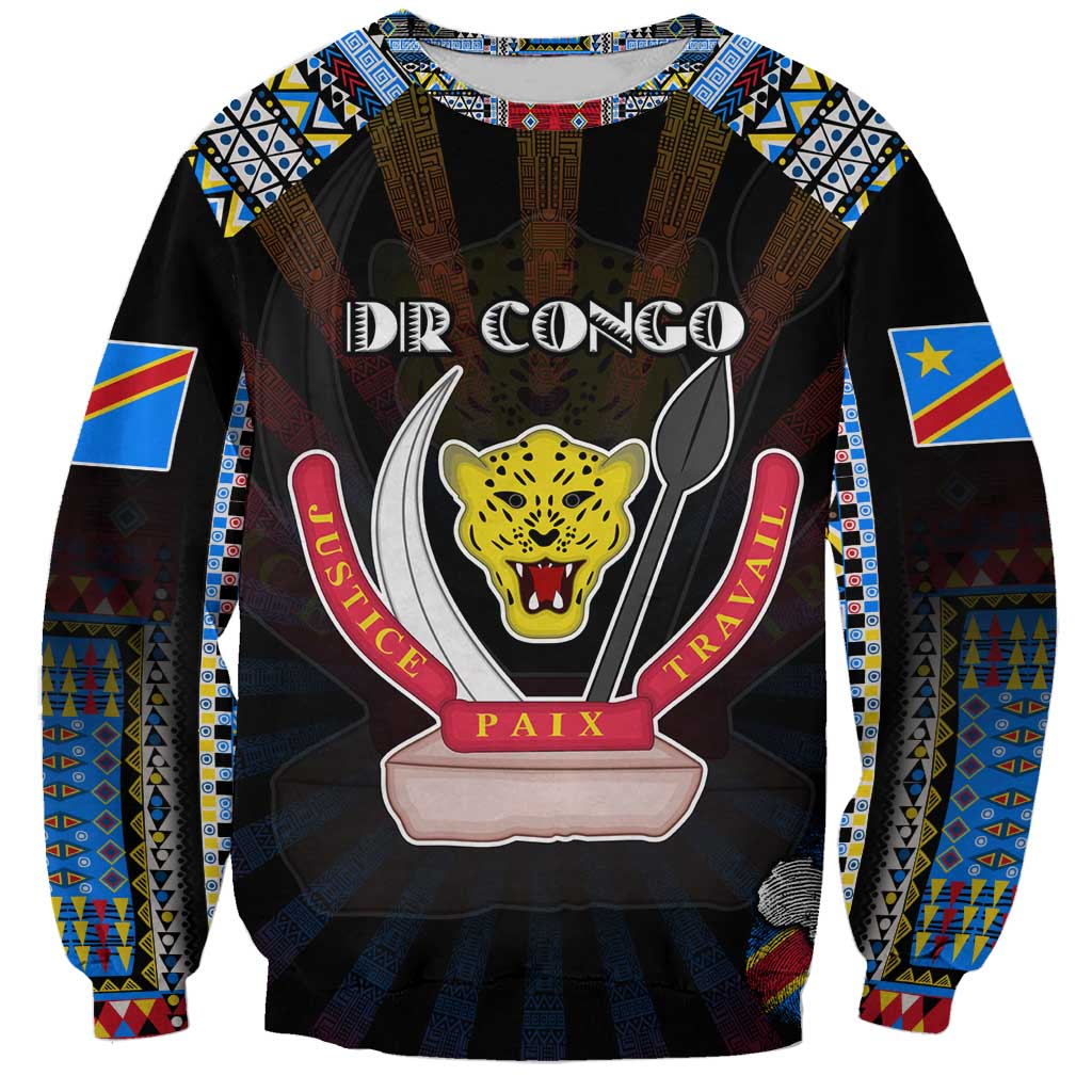 Personalized DR Congo Roots Sweatshirt African Map in Fingerprint and Tribal Colors