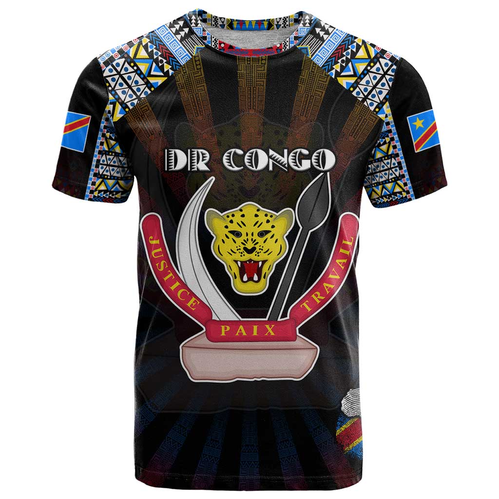 Personalized DR Congo Roots T Shirt African Map in Fingerprint and Tribal Colors