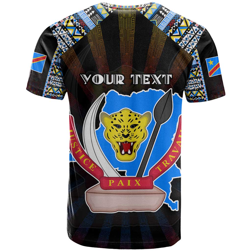 Personalized DR Congo Roots T Shirt African Map in Fingerprint and Tribal Colors