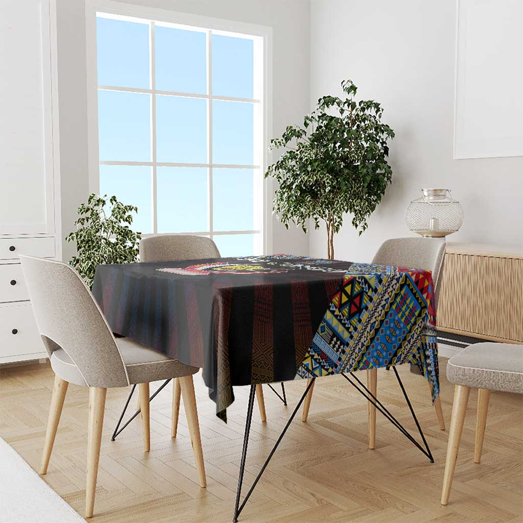 DR Congo Roots Tablecloth African Map in Fingerprint and Tribal Colors