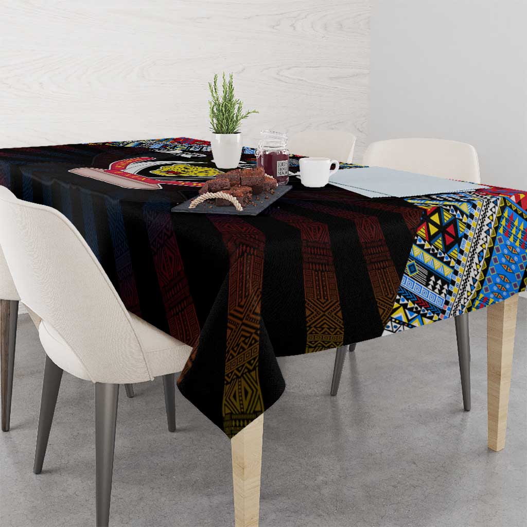 DR Congo Roots Tablecloth African Map in Fingerprint and Tribal Colors