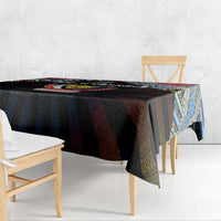 DR Congo Roots Tablecloth African Map in Fingerprint and Tribal Colors