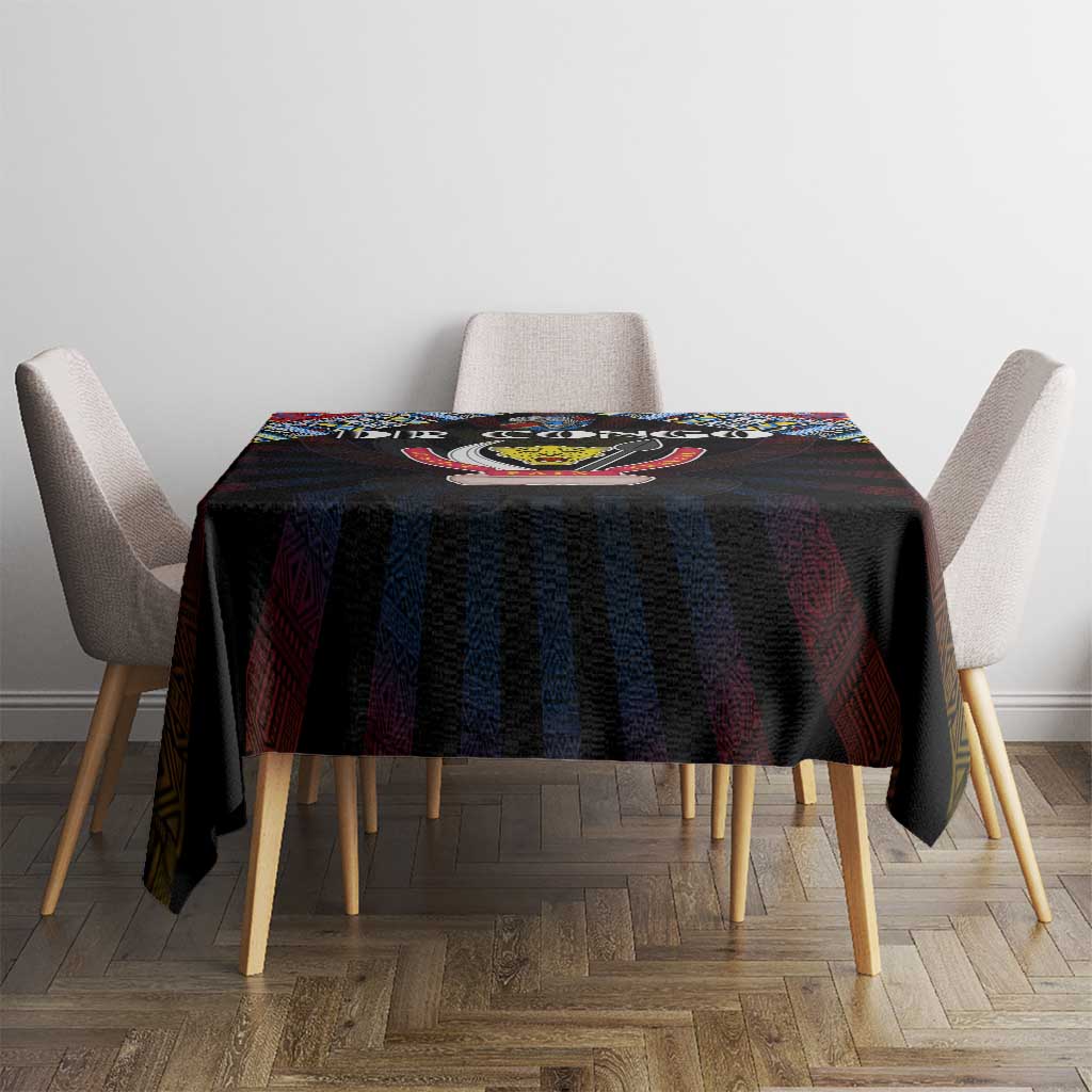 DR Congo Roots Tablecloth African Map in Fingerprint and Tribal Colors