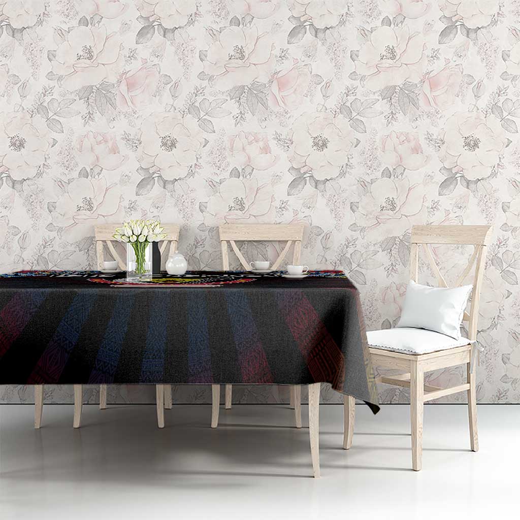DR Congo Roots Tablecloth African Map in Fingerprint and Tribal Colors