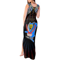 Personalized DR Congo Roots Tank Maxi Dress African Map in Fingerprint and Tribal Colors