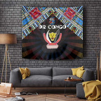 DR Congo Roots Tapestry African Map in Fingerprint and Tribal Colors